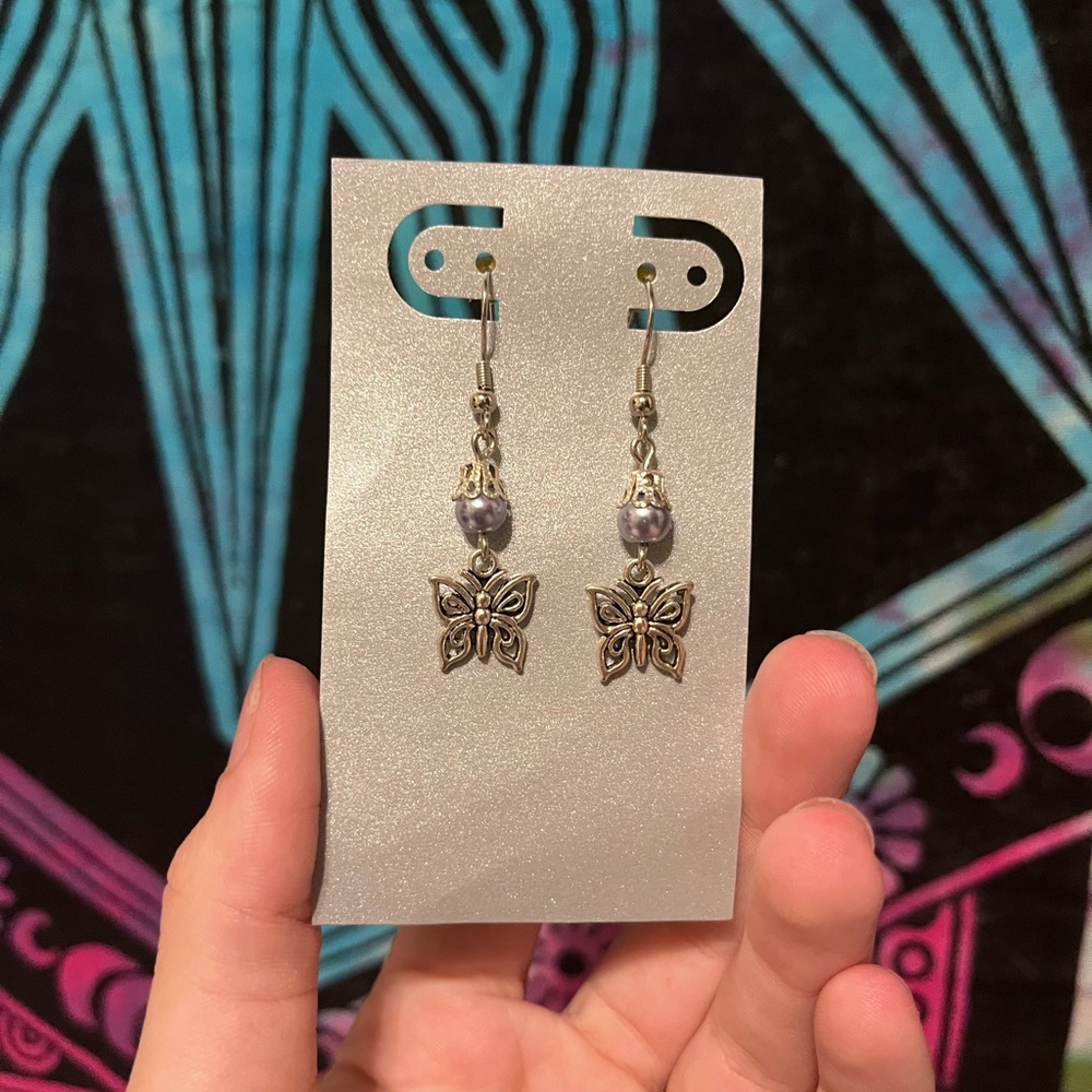 Silver butterfly earrings
